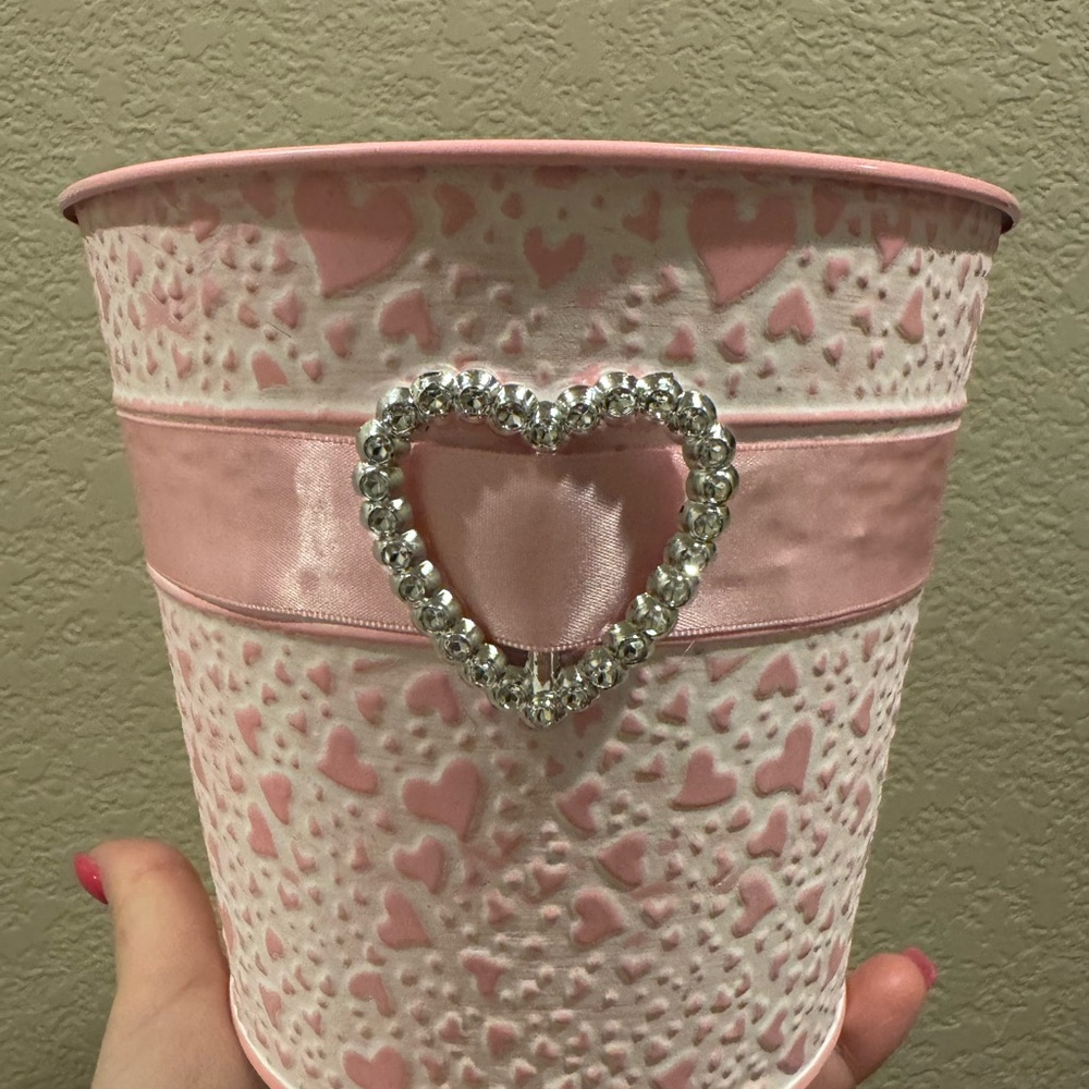 Pink Heart Decorative Bucket